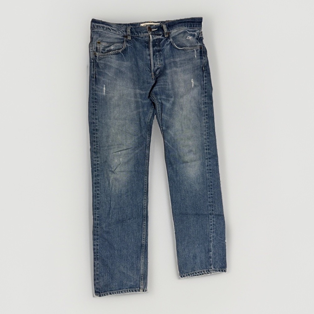 Adidas Originals Jeans Mens 34 Distressed Straight Leg Denim Blue